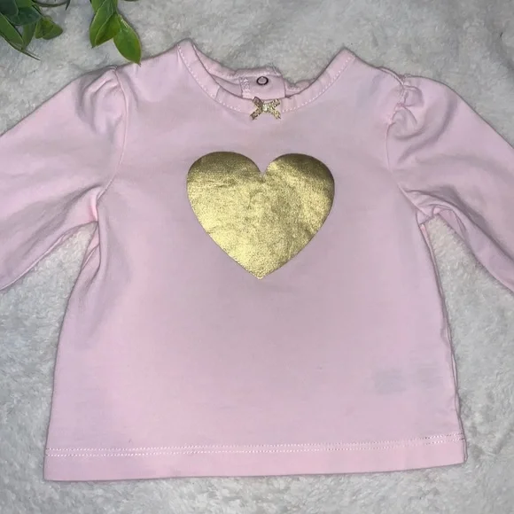 Little Me Pink & Gold Heart Top 12M Baby Girl - Picture 1 of 10
